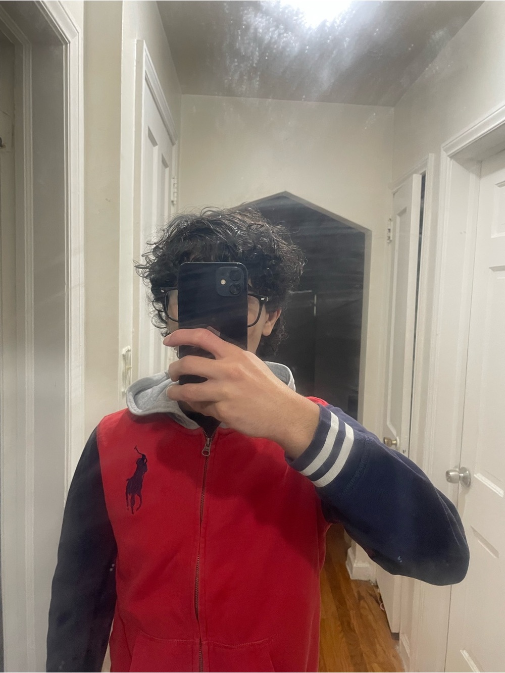 Ralph Lauren Red & Navy Varsity Zip Jacket with Hoodie